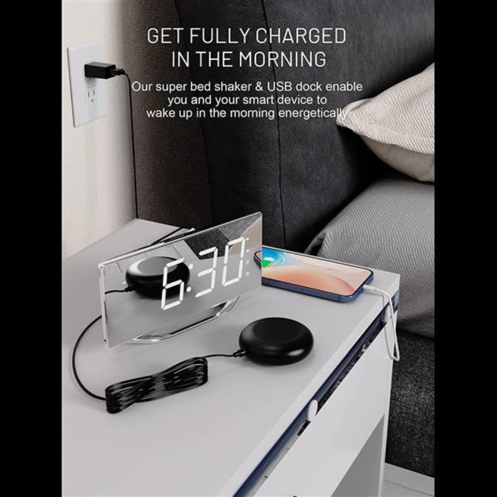 Mirror Clocks for Bedrooms with Battery Backup,8.7’’ Large Display